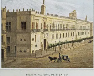 Mexico City. National Palace, 1885. Litography. AISA/Everett Collection**US SALES ONLY**