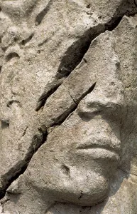 Chiapas Prints: MEXICO. Palenque. El Palacio. Bas-relief with human face (7th c)