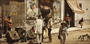Beverage Prints: Mexico, a pulque shop in Tacubaya, photochrom by William Henry Jackson, circa late 1800s
