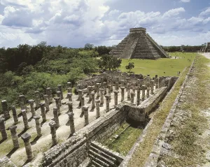 United Mexican States Prints: MEXICO. YUCATN. Chichn Itz. Group of the Thousand Columns surrounding the Temple of Warriors (Maya art)
