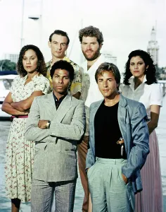 1980s Fashion Prints: MIAMI VICE, (front, from left): Philip Michael Thomas
