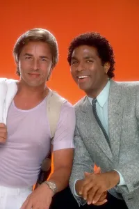 1980s Fashion Prints: MIAMI VICE, from left: Don Johnson, Philip Michael Thomas (1984), 1984-1989