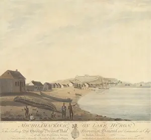 Sailing Ship Prints: MICHILIMACKINAC, ON LAKE HURON, by Richard Dillon & Thomas Hall, 1813, British engraving