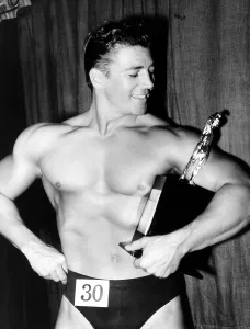 Hargitay Prints: Mickey Hargitay, who has just won the Amateur Mr. Universe contest in London, 1955
