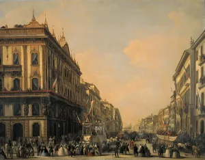 1860 Prints: Milan Carnival in Corso Venezia near of the Casa Rossa