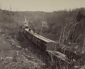 Armies Prints: US Military Railroad train stopped on the tracks of the Orange and Alexandria Railroad near Union Mills
