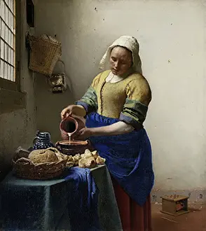 Food Prints: The Milkmaid, by Johannes Vermeer, 1660, Dutch painting, oil on canvas