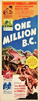 Landis Prints: ONE MILLION B.C. left and right: Victor Mature, Carole Landis on insert poster, 1940