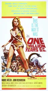 1966 Movies Prints: ONE MILLION YEARS B.C. Raquel Welch on poster art