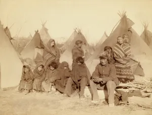 Blanket Prints: Eleven Miniconjou Lakota (Sioux) in a tipi camp