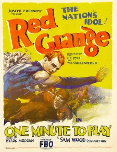 Red Hair Prints: ONE MINUTE TO PLAY, on left, wearing blue shirt: Harold Red Grange, 1926