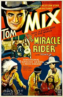 Serial Prints: THE MIRACLE RIDER, top left and bottom far right: Tom Mix, 1935