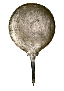 Etruria Prints: Mirror engraved with Athena and Hercules