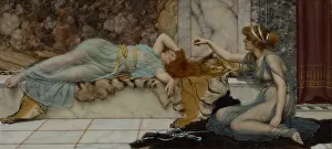 Lcgr1606 Prints: Mischief and Repose, by John William Godward, 1895, English painting, oil on canvas