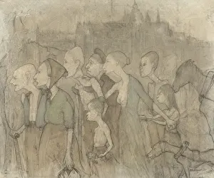 Expressionism Prints: Misery, by Charlotte Bouten, 1880-95, Dutch drawing, colored chalk