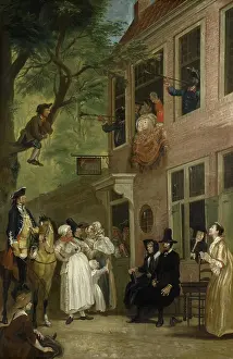19 People Prints: Misled: The Ambassador of the Rascals Exposes himself from the Window of t Bokki Tavern in the Haarlemmerhout