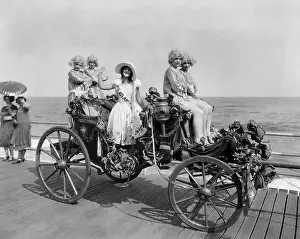 Beauty Contests Prints: Miss Atlantic City waves from the her carriage on the boardwalk