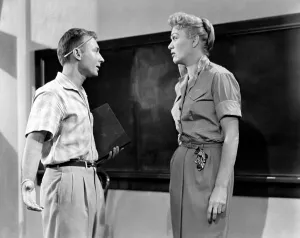 August Prints: OUR MISS BROOKS, from left: Nick Adams, Eve Arden, 1956