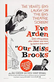 1956 Movies Prints: OUR MISS BROOKS, US poster art top left: Eve Arden; bottom right: Robert Rockwell, 1956