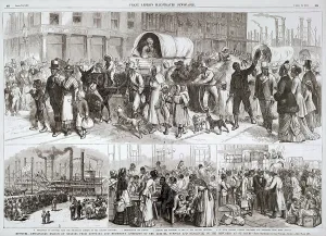 Wood Engraving Prints: MISSOURI. REMARKABLE EXODUS OF NEGROS FROM LOUISIANA AND MISSISSIPPI