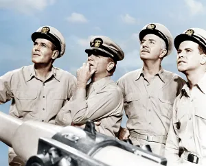 Lieutenant Prints: MISTER ROBERTS, from left: Henry Fonda, James Cagney, William Powell, Jack Lemmon, 1955