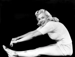 Exercise Prints: Model and Columbia starlet Marilyn Monroe, working out, ca. 1948