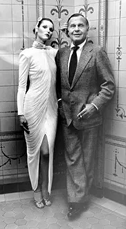 Draped Prints: Model Marlene Zipp visiting fashion designer Bill Blass