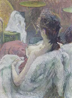 The Model Resting, by Henri de Toulouse-Lautrec, 1889, French Post-Impressionism painting, casein with oil on cardboard