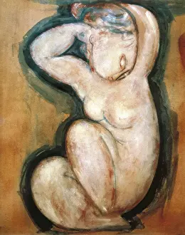 Amedeo 1884 1920 Prints: MODIGLIANI, Amedeo (1884-1920). Caryatid. 1913-1914. Oil on cardboard. Oil. FRANCE. Paris