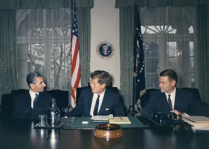 Cabinet Prints: Mohammad Reza Shah Pahlavi, meeting with President Kennedy and Robert McNamara
