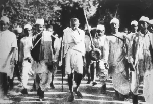 Revolutionaries Prints: Mohandas Gandhi on the Salt March in 1930