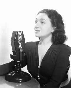 Microphone Prints: Molly Picon at the radio microphone, 1930s