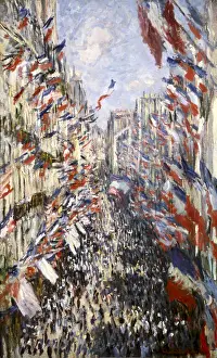 MONET, Claude (1840-1926). The Rue Montorgueil, Paris, Celebration of June 30. 1878. Impressionism. Oil on canvas. FRANCE. Paris. Musee d'Orsay (Orsay Museum)