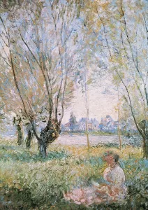 MONET, Claude (1840-1926). Woman seated under the willows. 1880. Impressionism. Oil on canvas. UNITED STATES OF AMERICA. Washington. National Gallery of Art