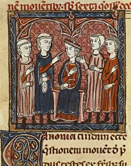 Clergy Prints: Money agreement. Illustration from 'Decretum Gratiani' ('Gratian's Decree')