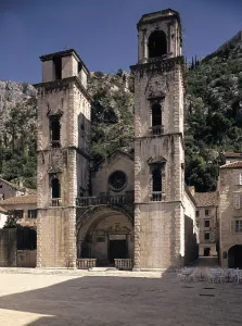 MONTENEGRO. Kotor. Cathedral of Saint Tryphon (11th c.) in romanesque style with renaissance towers. AISA/Everett Collection**US SALES ONLY**