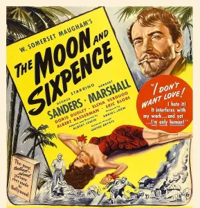 Palm Tree Prints: THE MOON AND SIXPENCE, from left: Elena Verdugo, George Sanders on window card, 1942