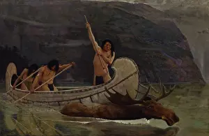 Canoe Prints: The Moose Chase, 1888, by George de Forest Brush