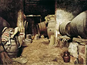 MORAGAS i TORRAS, TomAs (1837-1906). Interior of a Wine Cellar. 2nd half 19th c. Oil on canvas. SPAIN. Barcelona. National Art Museum of Catalonia. - P