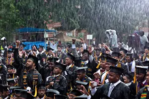 Obama Prints: Morehouse College graduates cheer President Barack Obama (off camera) at their commencement ceremony
