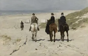 Coast Prints: Morning Ride along the Beach, by Anton Mauve, 1876, Dutch painting, oil on canvas