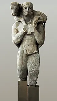 The Acropolis Prints: The Moschophoros. 570 BC. Calf-Bearer