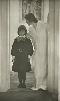 Agnes Prints: Mother and daughter standing in a doorway