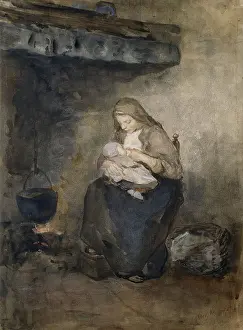 Loving Prints: Mother Suckles her Child by the Fire
