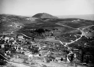Holy Land Prints: Mount Tabor, Holy Land, photograph made from Nazareth, circa 1900-1920