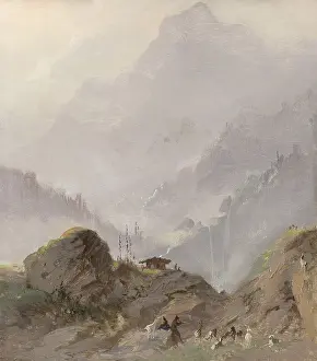 Austria Prints: Mountain landscape in Tyrol with Chamois