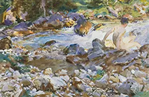 Naked Prints: MOUNTAIN STREAM, by John Singer Sargent, 1912-14, American watercolor painting