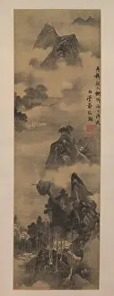 China Prints: MOUNTAINS ALONG RIVERBANKS, by Zhang Ruitu, 1600-1640, Chinese painting, ink on satin
