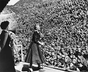 Comedienne Prints: Movie star Betty Hutton entertaining Marines in Korea