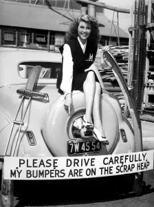 Movie Stars Prints: Movie star Rita Hayworth sacrificed her bumpers for World War 2 scrap metal drive